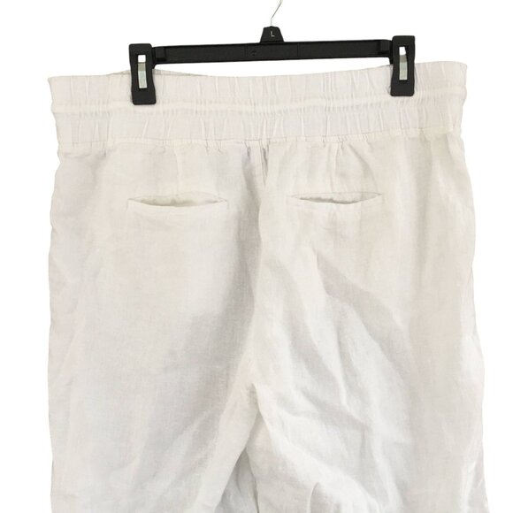 Athleta Cabo Linen Pants Women's Size 16 Casual White Wide Leg Pull On Pockets - Picture 5 of 10